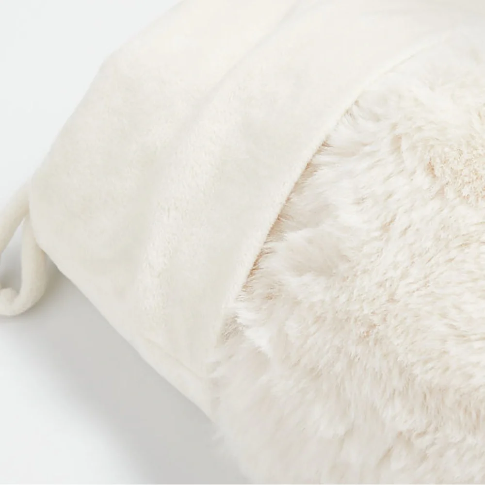 New! 🎄✨📯Crate&Barrel Cream Holiday Stocking in Ivory White Faux Fur